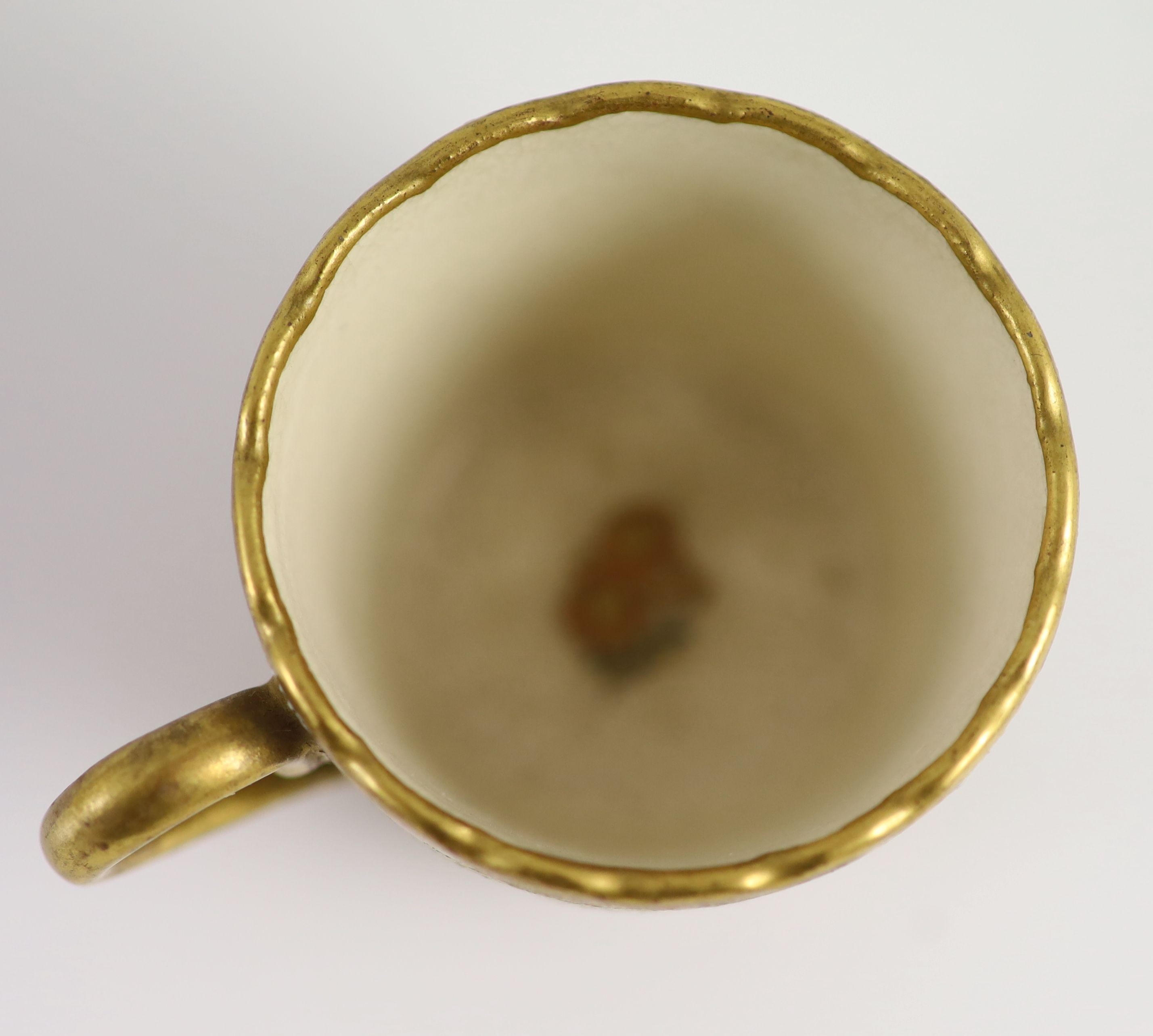 A Japanese Satsuma pottery cup and saucer, signed Seikozan, Meiji period, 11cm diameter